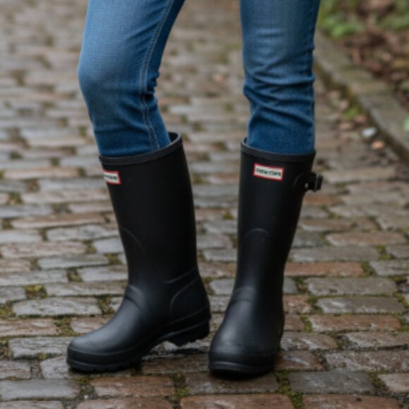 NEW NIB HUNTER Original Short Matte Rain Boot Black SZ-8 - Picture 2 of 15
